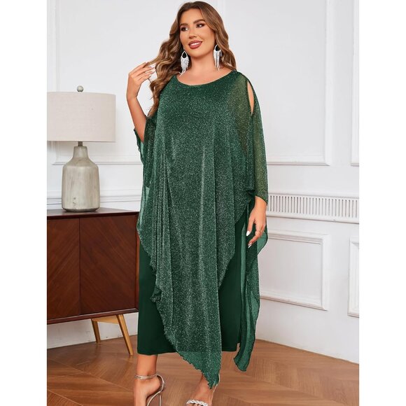 Plus Size Formal Dress Chiffon or Mesh Overlay Elegant Evening Gown - Picture 4 of 6